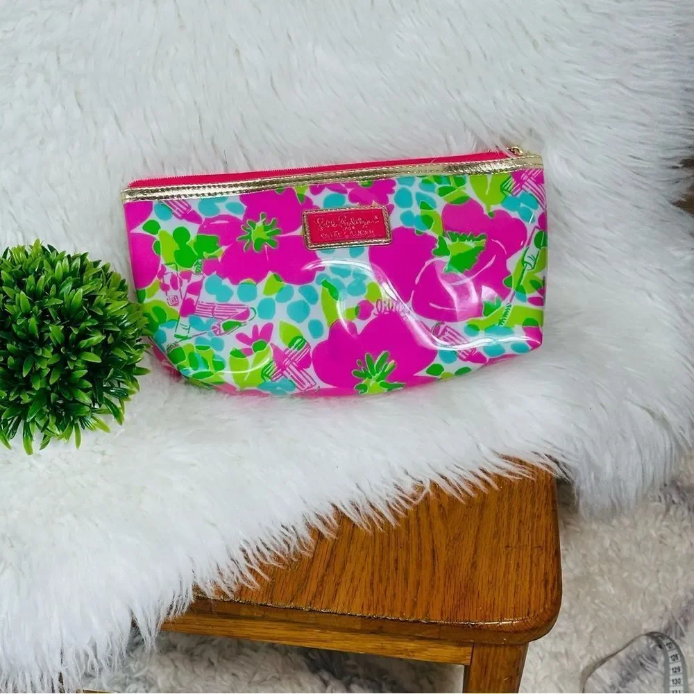Lilly Pulitzer by estee Lauder Pink and Green Floral Bag